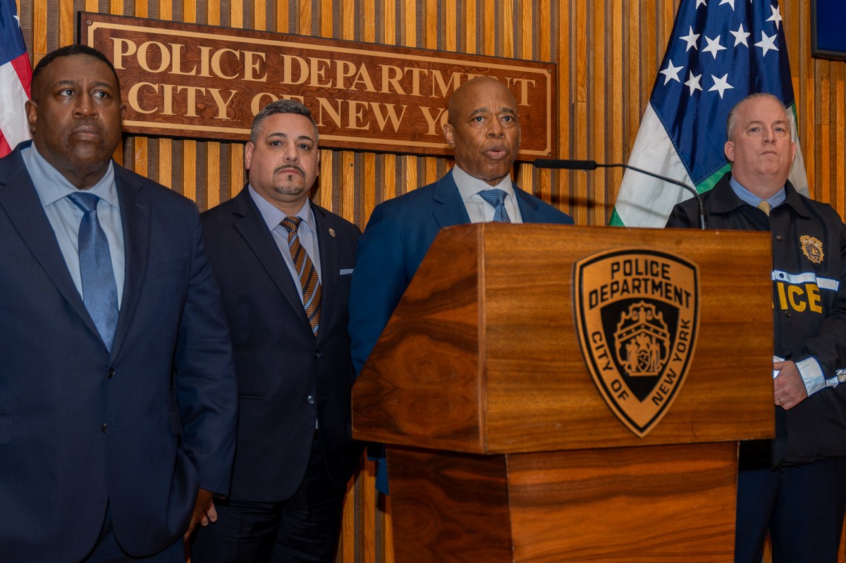 NYPD brass with Mayor Eric Adams and Police Commissioner Edward Caban