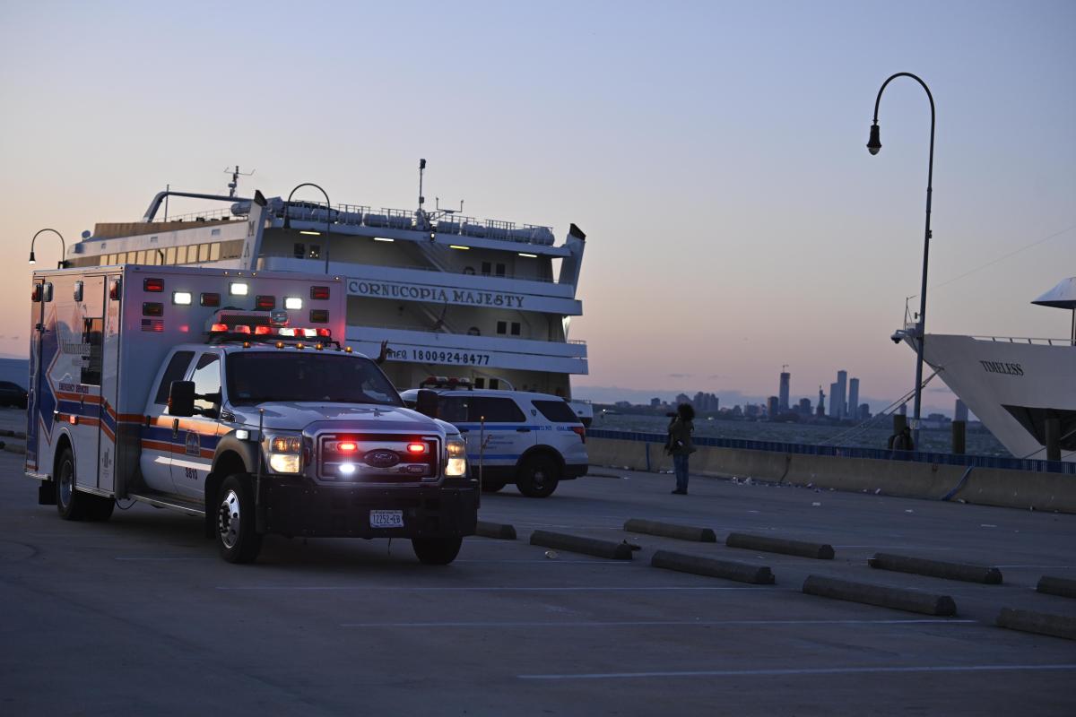 Ambulance near Brooklyn party boat where stabbing occurred