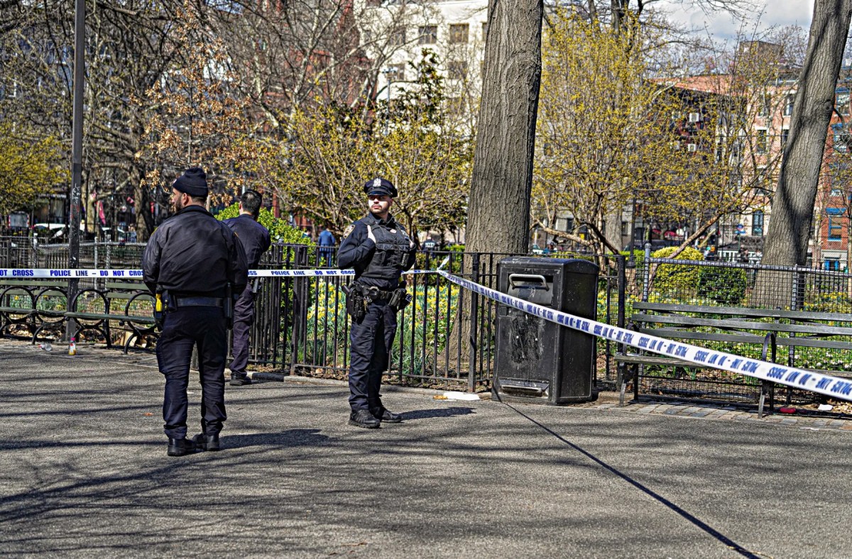 Police at Tompkins Square Park shooting scene