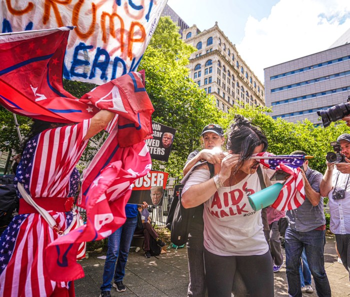 Donald Trump supporters and opponents clash in Manhattan