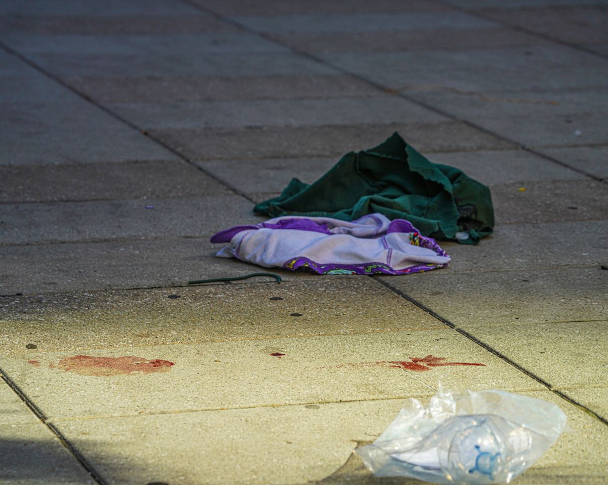 Soho shooting victim's clothes and blood