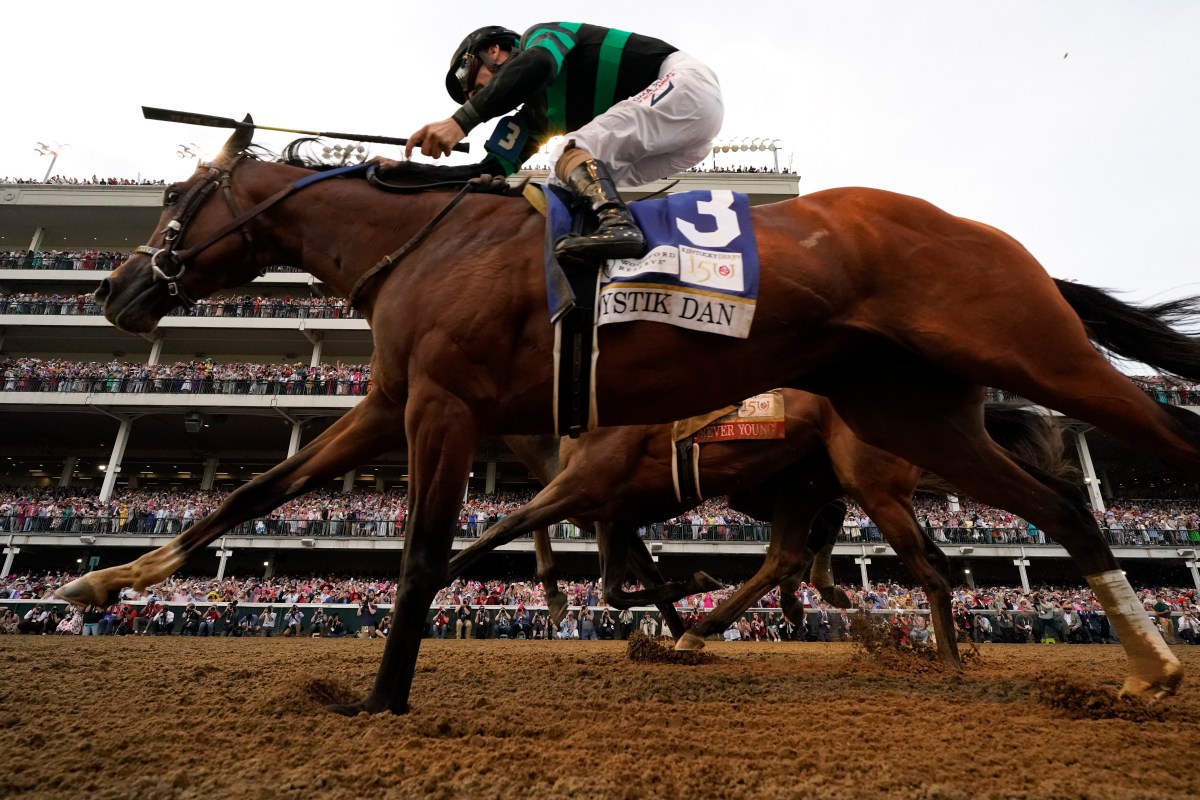 Kentucky Derby winner Mystik Dan, contender for the Preakness Stakes