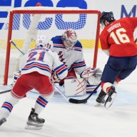 Rangers goalie Igor Shesterkin makes save against Panthers in playoffs