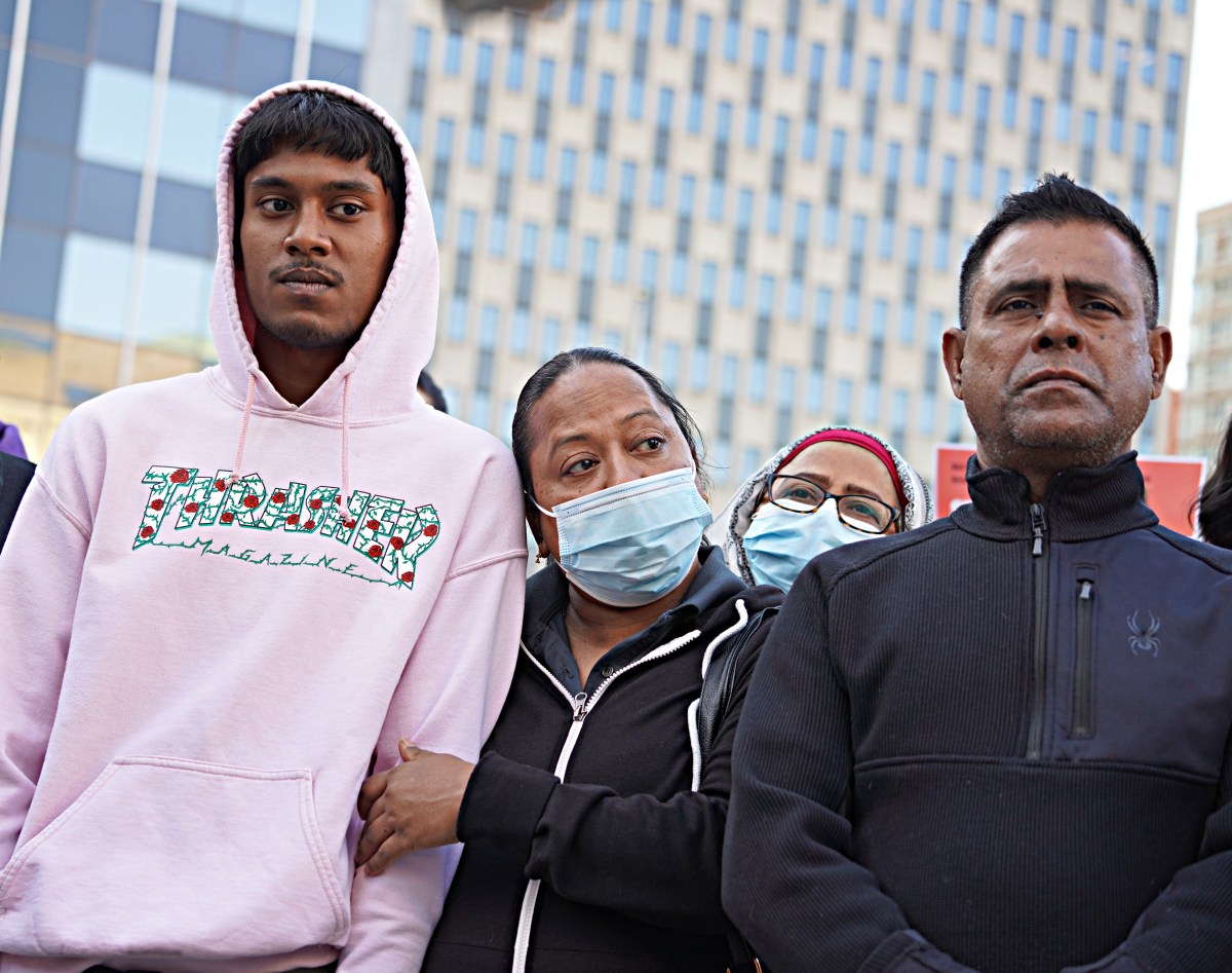 The family of Win Rozario at a May 2024 protest.