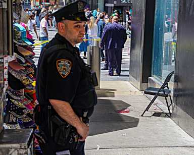 Police officer at scene of Times Square machete attack