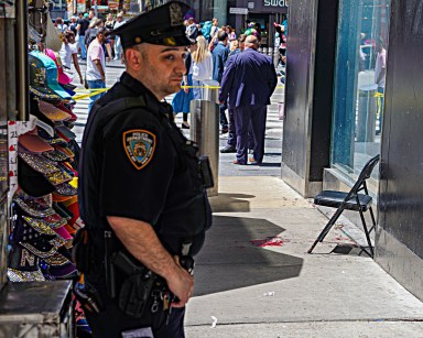 Police officer at scene of Times Square machete attack