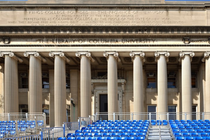 Columbia University library before graduation.