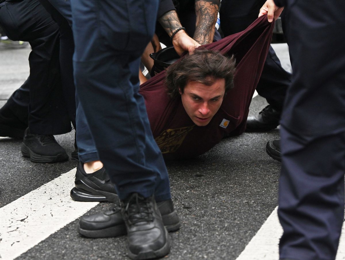 Pro-Palestine protester handcuffed by cops in Brooklyn