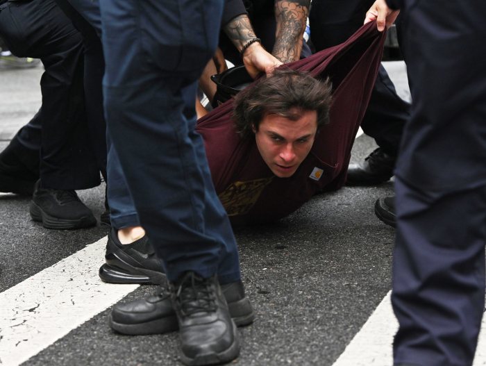 Pro-Palestine protester handcuffed by cops in Brooklyn