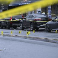Bullet markers at Brooklyn police shooting scene