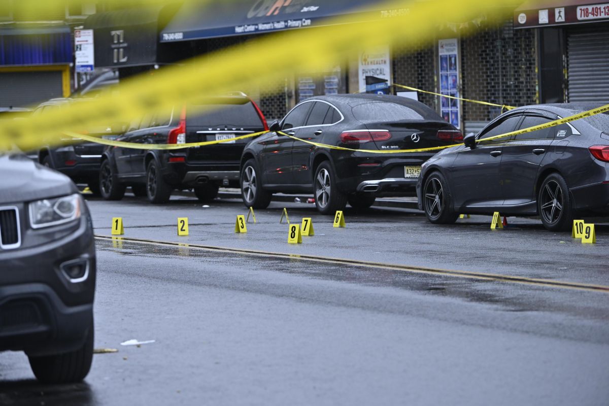 Bullet markers at Brooklyn police shooting scene