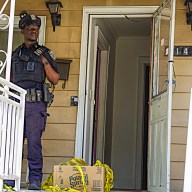Queens cop at scene of deadly stabbing