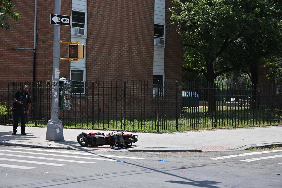 Scene of an e-bike collision in Brooklyn