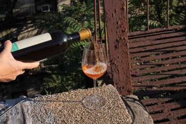 Orange Wine Pouring.