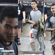 collage of three photos of man wearing grey and black shirt and grey pants in Brooklyn train station