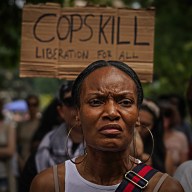 Woman mourns at Sonya Massey vigil in Greenwich Village