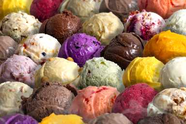 Assorted of scoops ice cream