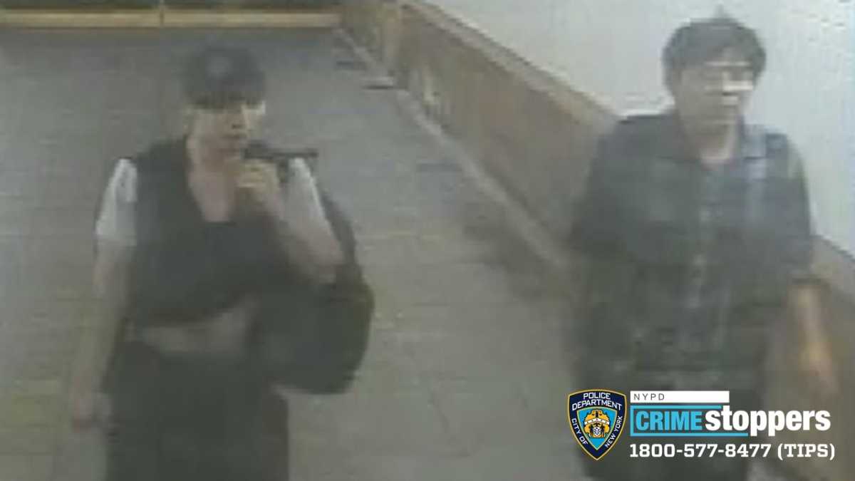 Police are on the hunt for two suspects who slashed a man with knives during an argument in Central Park on Saturday.