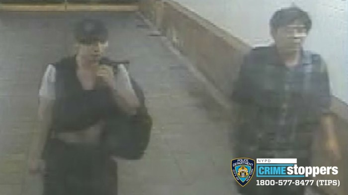 Police are on the hunt for two suspects who slashed a man with knives during an argument in Central Park on Saturday.