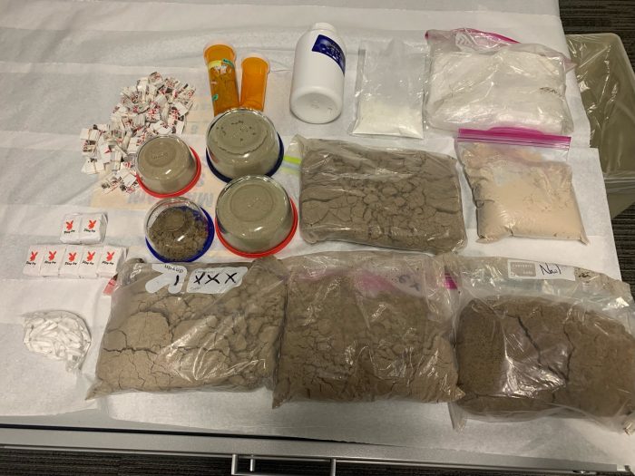 illegal drugs displayed on a table