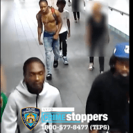 police photo of four men who are suspects in an assault that happened in Manhattan A train station