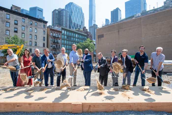 Manhattan developers and elected officials broke ground on The Lirio, a new affordable housing development, in Hell's Kitchen on July 17, 2024.