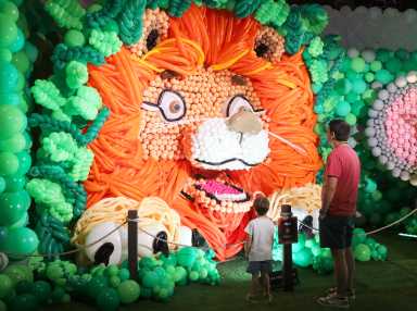 Lion in balloon art in Manhattan
