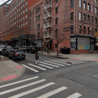 Harlem intersection showing crosswalks in the street