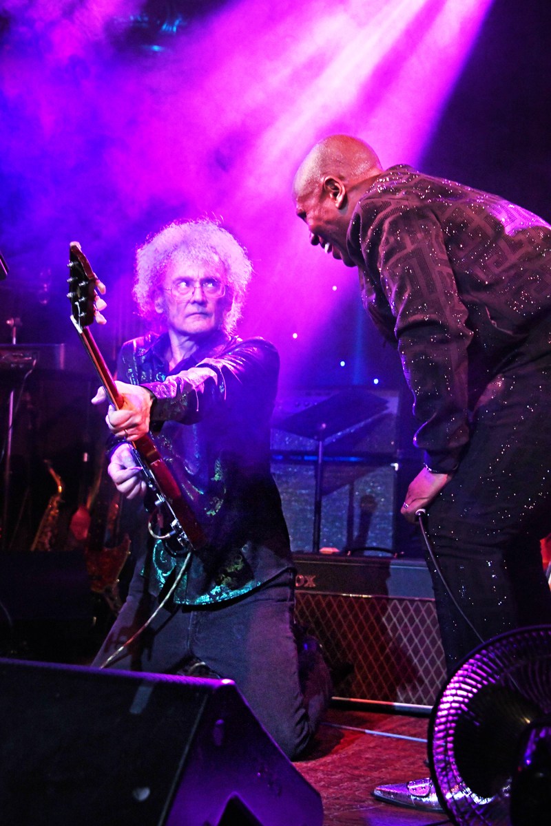 Fornatale and Carlton J. Smith share a moment during "Kick Out The Jams", by the MC5