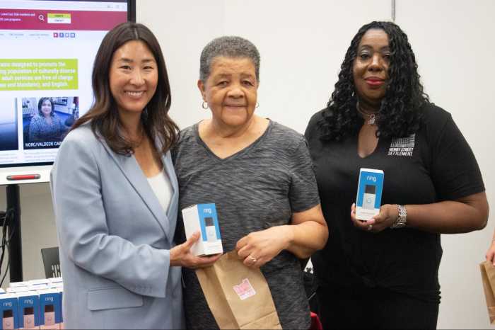 Free Ring doorbells for Lower East Side seniors aim to help them feel safe at home 7 Hundreds of senior public housing residents are receiving free Ring video doorbells through a pilot program that Assembly Member Grace Lee and the Henry Street Settlement rolled out this week.