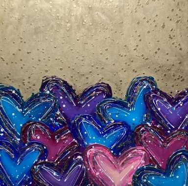 Signature Corazones de Fer, Purple, Pink, Blue Filling The Gold, by Fer Da Silva