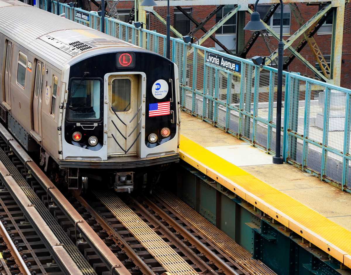 An L train at Livonia Avenue in June 2022.