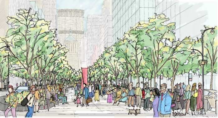 Concept for a reimagined Park Avenue, with wider median.