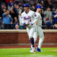 Brandon Nimmo celebrates home run Mets Phillies