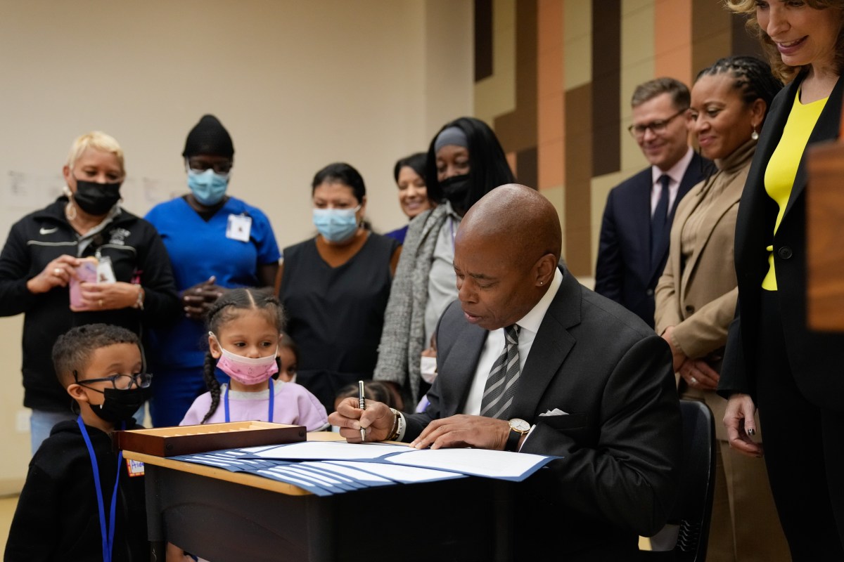 NYC child care vouchers increase, more preschool seats added: Mayor's report 2 Mayor Adams at a NYC child care bill signing ceremony in November 2022.