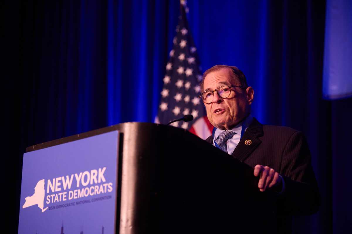 New York Congressman Jerry Nadler speakes at the 2024 Democrat breakfast.
