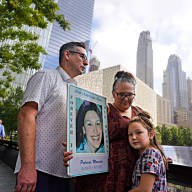 People attending 9/11 memorial ceremony in Lower Manhattan