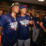 Luisangel Acuna Francisco Lindor Mets locker room celebration