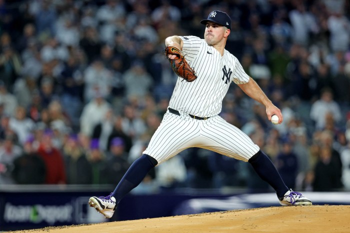 Yankees take Game 1 of ALCS over Guardians behind Soto's blast, Rodon's strong start 2 Carlos Rodon pitching Game 1 ALCS Yankees Guardians
