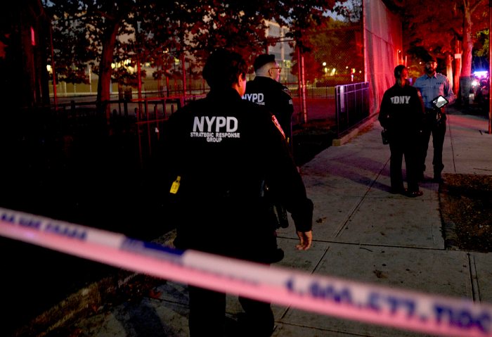 Brooklyn police at a shooting scene