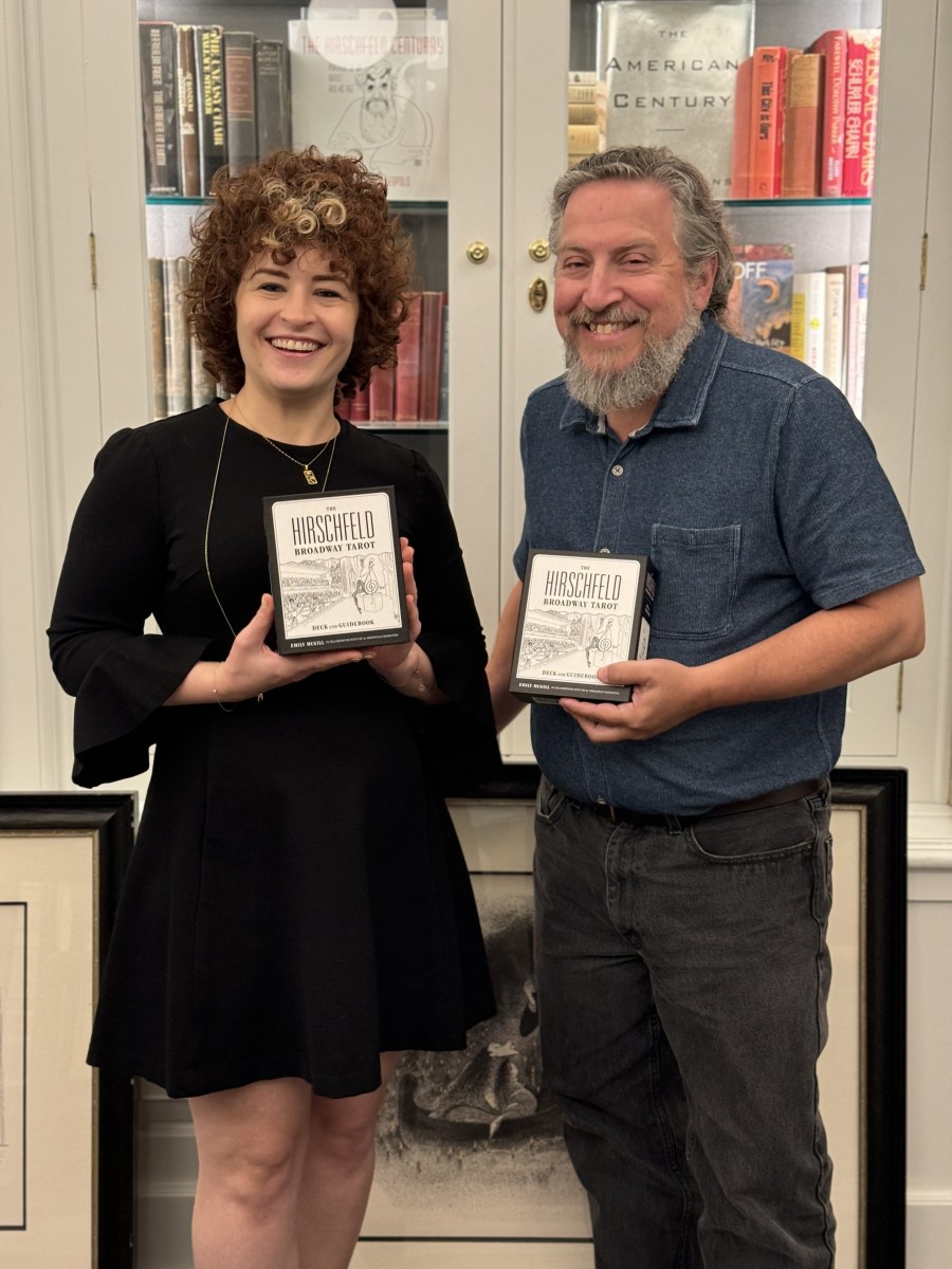 Legendary Broadway caricaturist Al Hirschfeld celebrated with a tarot deck and a seasonal soirée at The Algonquin 2 Emily McGill, Author of The Hirschfeld Broadway Tarot, and Creative Director David Leopold