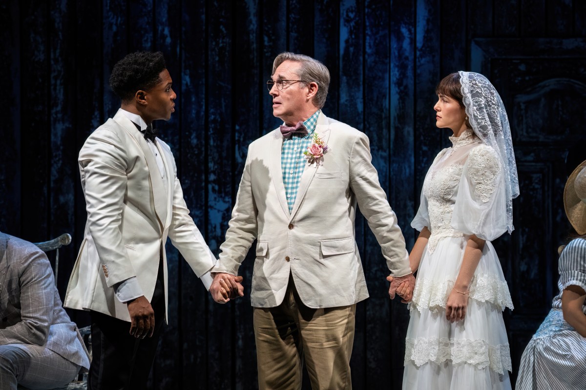 Ephraim Sykes, Richard Thomas and Zoey Deutch in the "Our Town" revival.