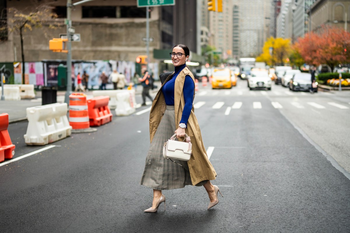 A women crossing street