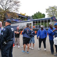 Possible grenade at New York Marathon finish line shuts down Central Park, causes mass evacuation 15 The New York City marathon hub in Central Park was frantically evacuated Friday morning after a suspicious device was discovered near the finish line, authorities confirmed.