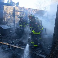 Massive two-alarm fire in Queens rips through row of restaurants: FDNY 15 Firefighters battle Queens fire