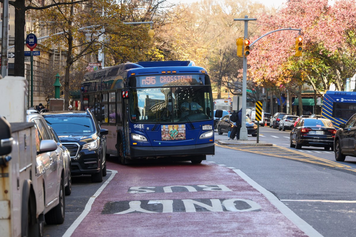 NYC streets and open spaces see more safety, accessibility in 2024: DOT 2 A bus on the new bus lane along 96th Street in Manhattan, one of many street safety improvements