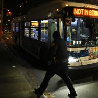 Cop in Brooklyn walks by bus after man shot with stray bullet