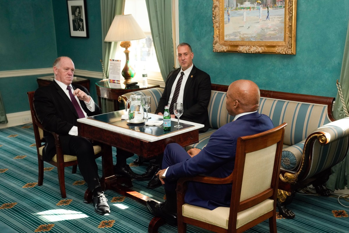 How will NYC protect migrants from Trump deportation plans? Mayor Adams still mum on specifics 2 New York City Mayor Eric Adams meets with President-elect Donald Trump’s incoming border czar Tom Homan and President Joe Biden’s Department of Homeland Security Official Kenneth Genalo at Gracie Mansion in New York on Dec. 12.