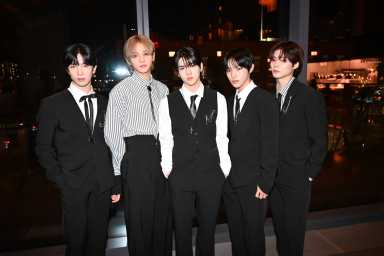 POW members DONGYEON, HYUNBIN, YORCH, JUNGBIN and HONG sat down with amNewYork Metro at Genesis House.