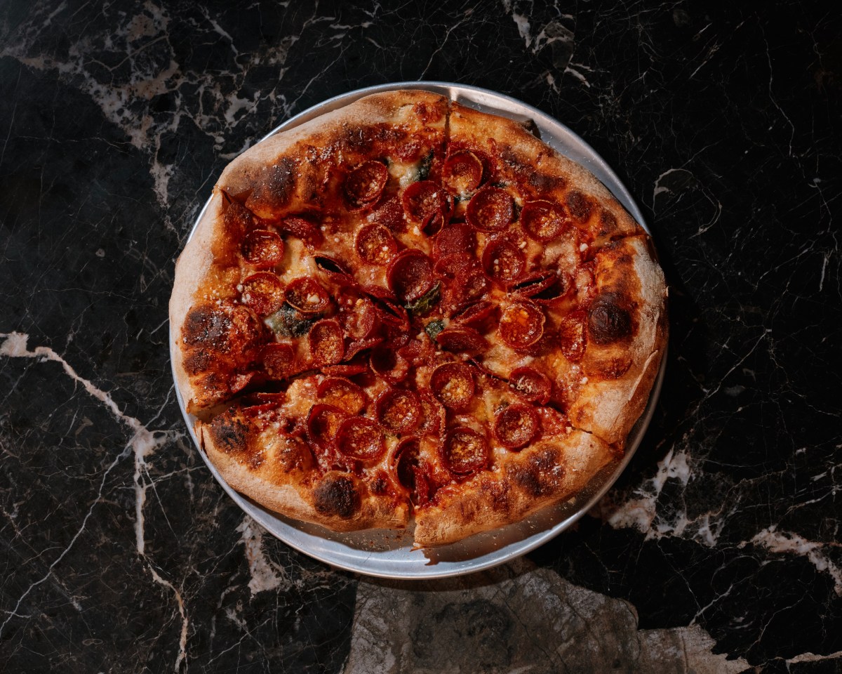 See No Evil Pizza brings two classic NYC fixtures together in Midtown: pizza and subways 3 A pizza from See No Evil Pizza.